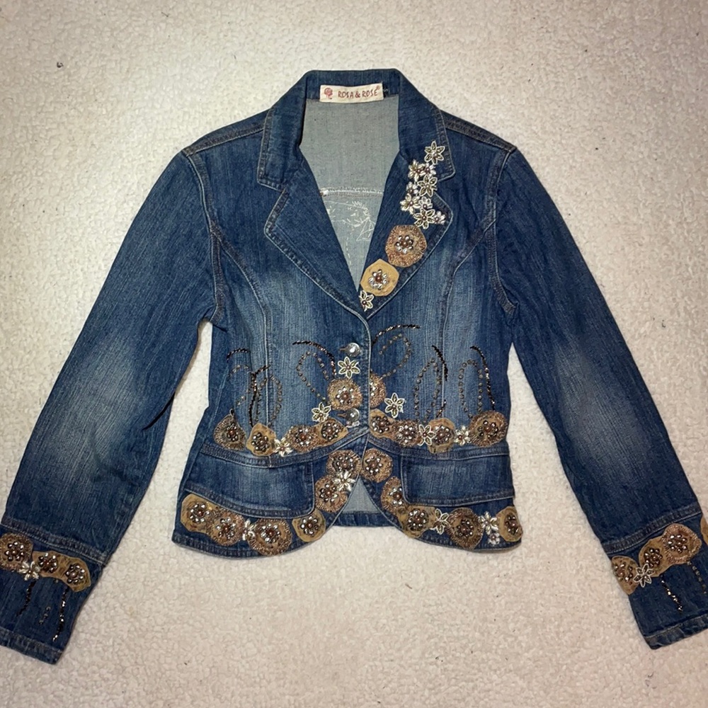 Rosa & Rose Embellished Denim Jean Jacket